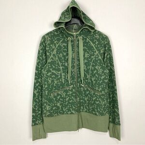 Cabi Marathon Long Hooded Jacket Women’s Size M Zip Front Pockets Camo 6030